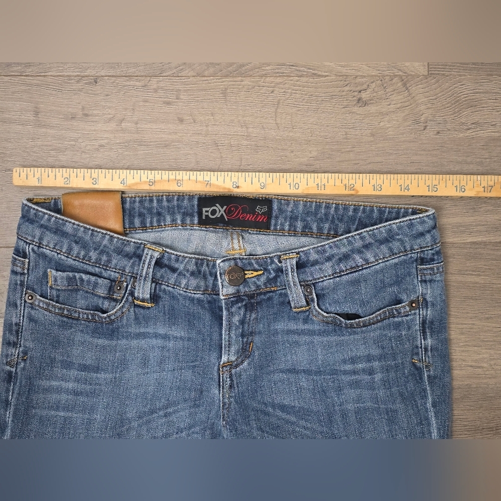 Fox Racing Y2K Womens Jeans Size 5 Lowrise Bootcut Medium Wash Moto Grunge - Picture 11 of 12